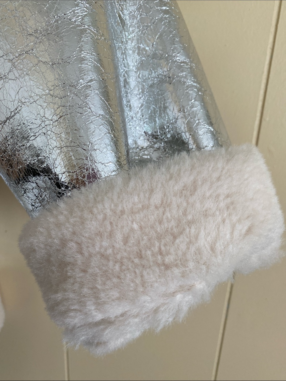 Blank NYC Metallic Silver Faux-Shearling Bomber Jacket - Picture 12 of 14